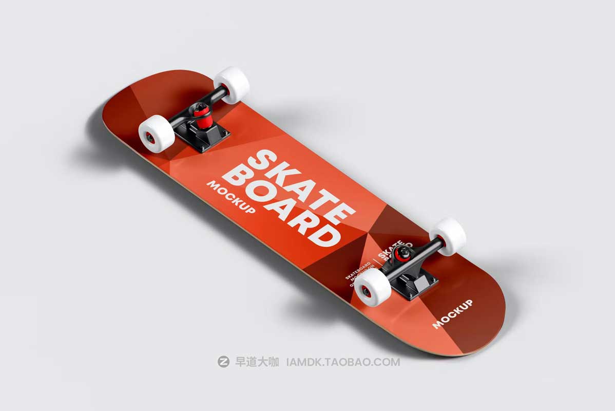 6款逼真滑板外观图案设计展示效果图PSD样机模板素材 Skateboard Mockup_img_2