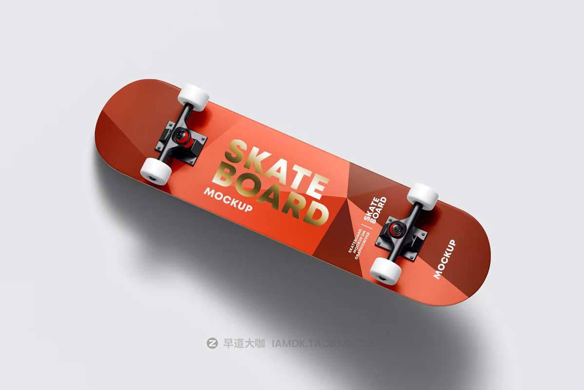 6款逼真滑板外观图案设计展示效果图PSD样机模板素材 Skateboard Mockup_img_2