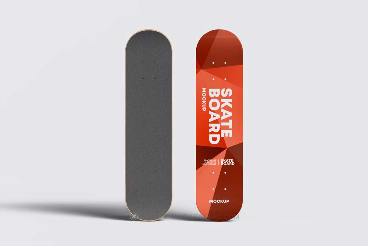 6款逼真滑板外观图案设计展示效果图PSD样机模板素材 Skateboard Mockup_img_2