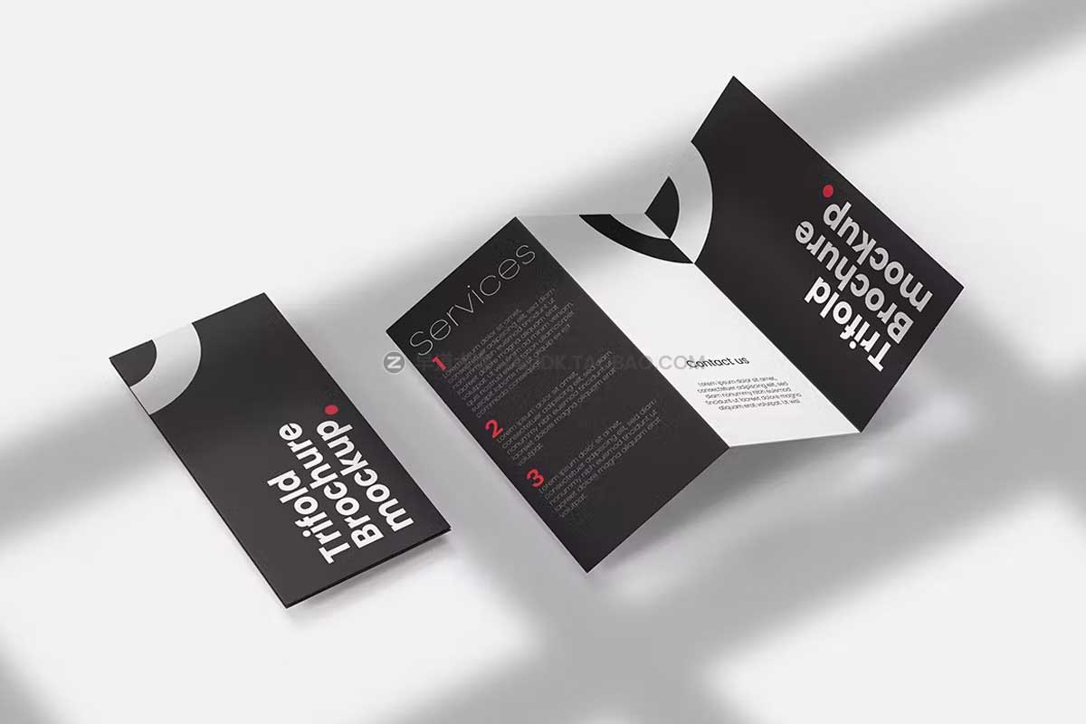 6款简约三折页小册子画册设计展示贴图PSD样机模板素材 Trifold Brochure Mockups PSD Template_img_2