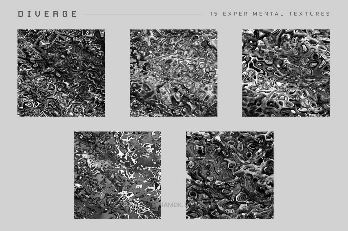 未来抽象艺术3D立体实验性多彩大理石花纹纹理背景图设计素材 Diverge: 15 Experimental Textures_img_2