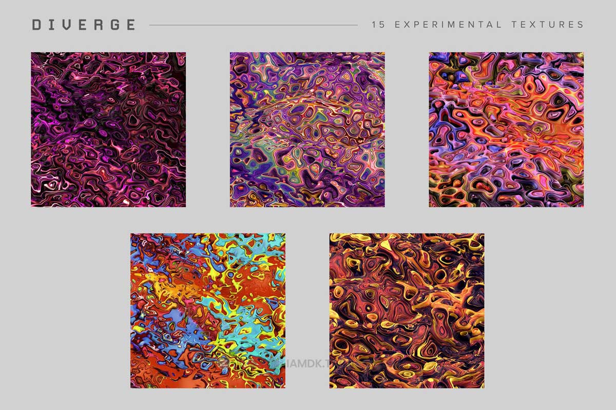 未来抽象艺术3D立体实验性多彩大理石花纹纹理背景图设计素材 Diverge: 15 Experimental Textures_img_2