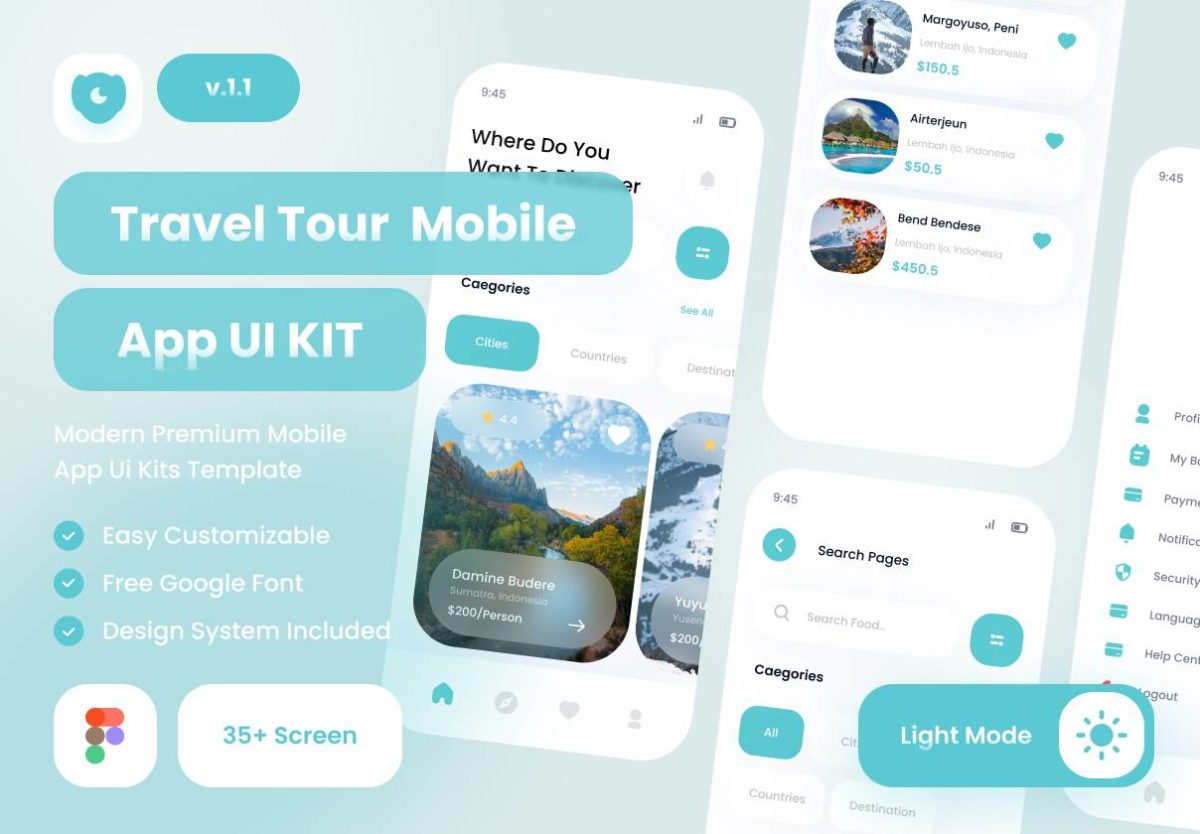 30+优质旅行景区门票酒店预定APP界面设计Figma模板素材 Arjuno Travel Tour App UI Kit_img_3