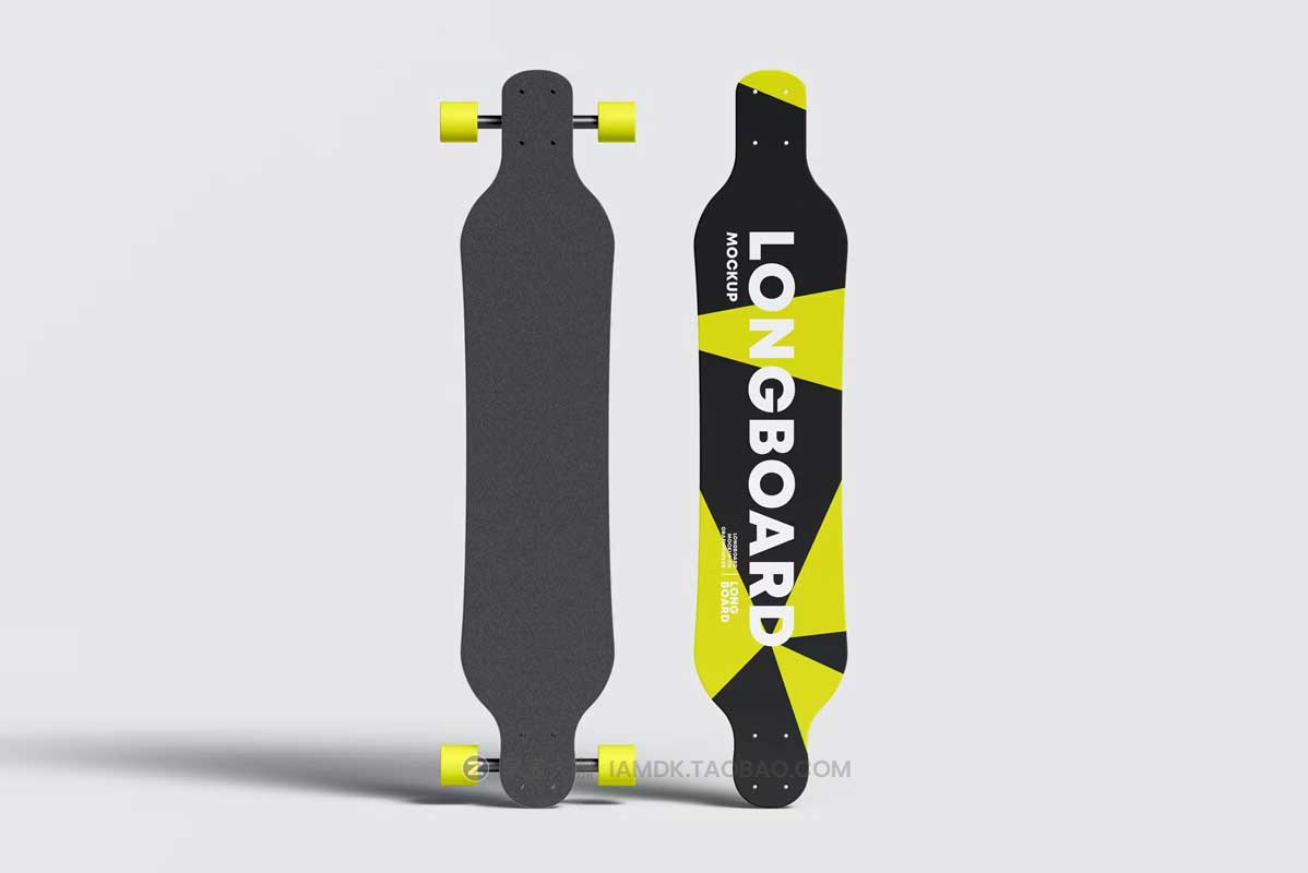 6款逼真运动滑板外观图案设计PS智能贴图样机模板素材 Longboard Mockup_img_2