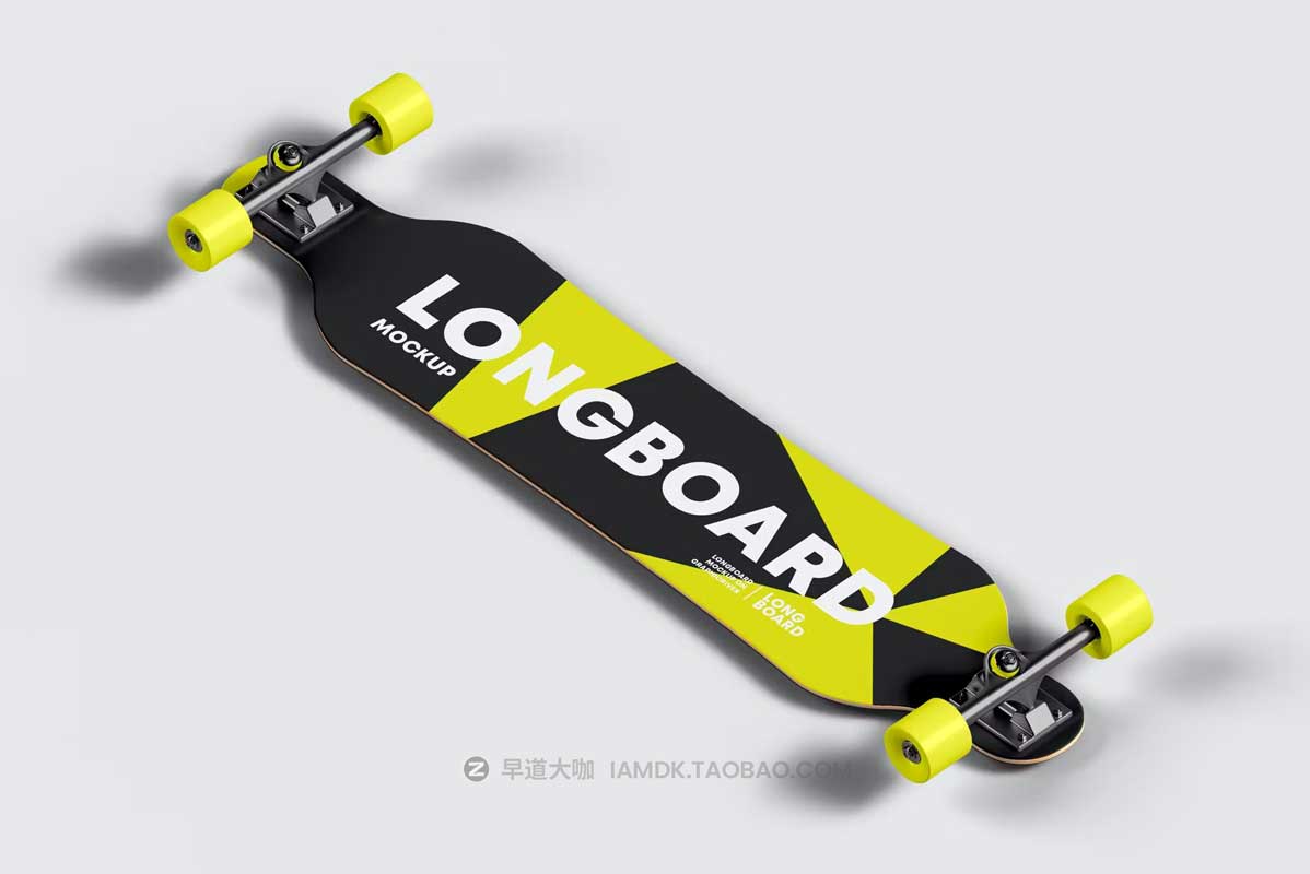 6款逼真运动滑板外观图案设计PS智能贴图样机模板素材 Longboard Mockup_img_2