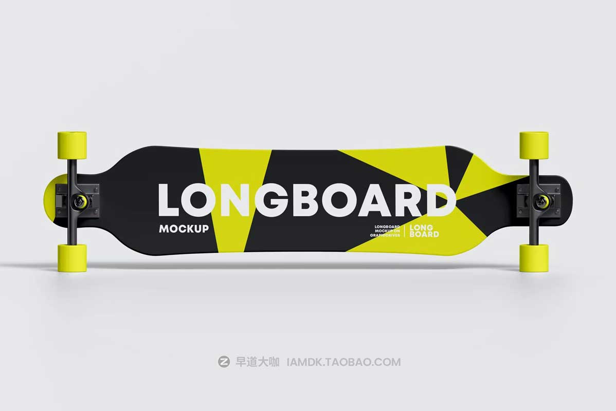 6款逼真运动滑板外观图案设计PS智能贴图样机模板素材 Longboard Mockup_img_2