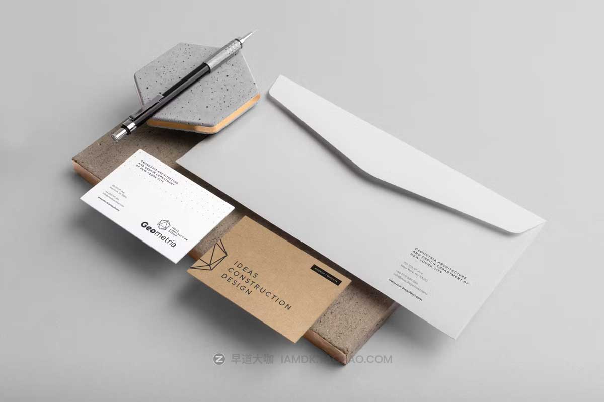 9款高级品牌Logo设计名片信纸信封展示贴图PSD样机模板素材 Geometria Branding Mockup Vol. 2_img_2