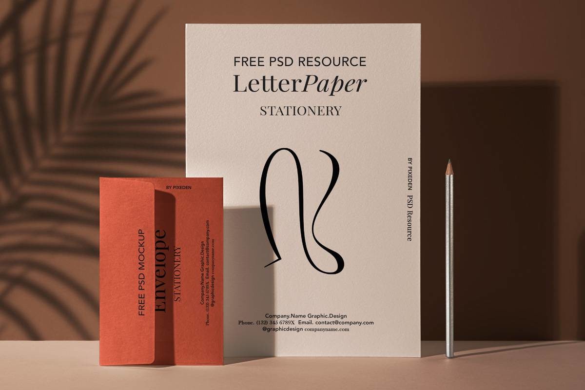 时尚品牌VI推广设计信封信纸展示贴图PSD样机模板素材 Stationery Paper Letter Psd Mockup Set_img_3