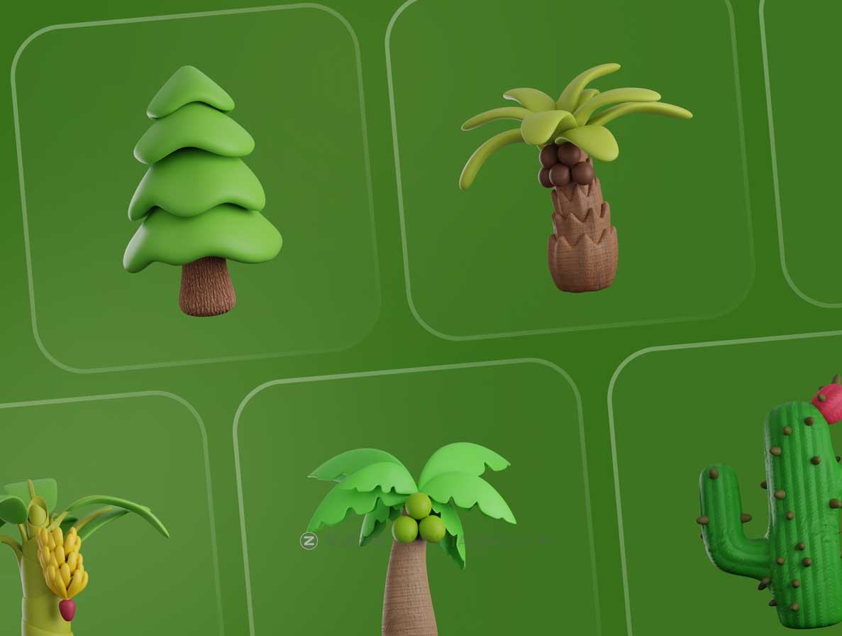 10款高级自然生态园艺树木植物3D图标Icons设计素材合集 Treeby - Tree & Plant 3D Icon pack_img_2