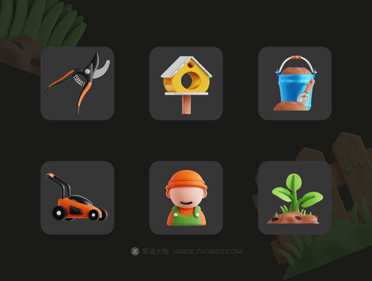 20款精美绿植花店园艺软件APP界面设计3D立体图标素材合集 3D Gardening Icon Set_img_2