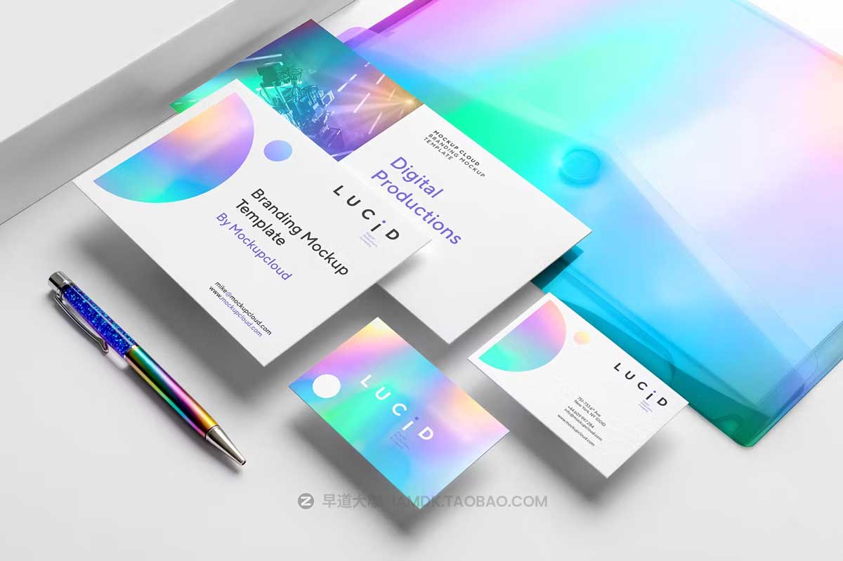 8款时尚品牌VI推广名片信纸卡片设计PS智能贴图样机模板素材 Lucid Branding Mockup Vol. 2_img_2