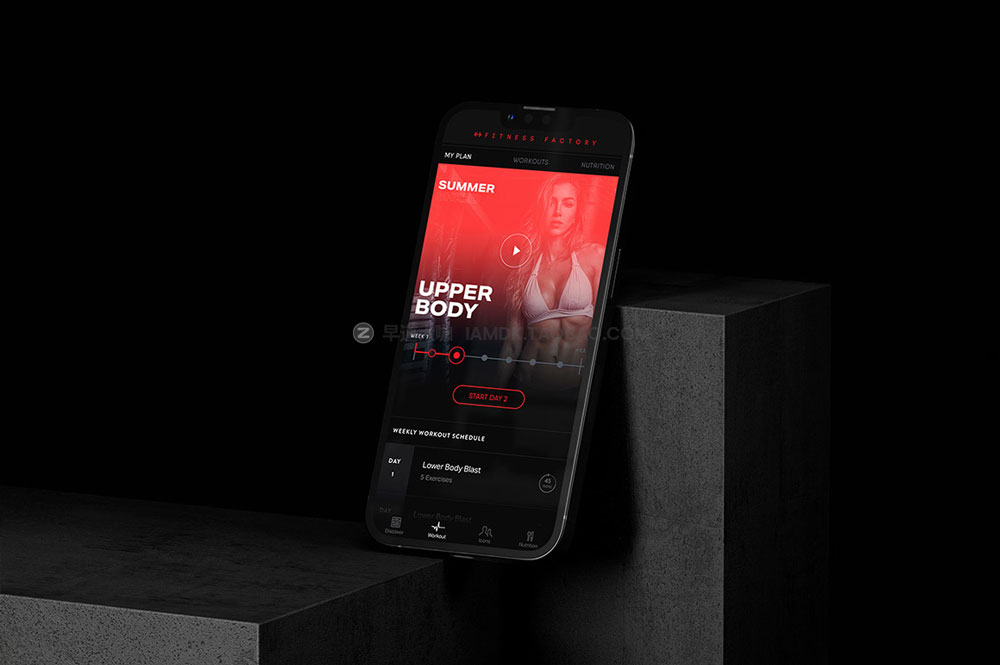 高级质感混凝土背景苹果iPhone 14 Pro屏幕演示贴图样机模板素材 Smartphone On Concrete Showcase Black Scene Mockup_img_2