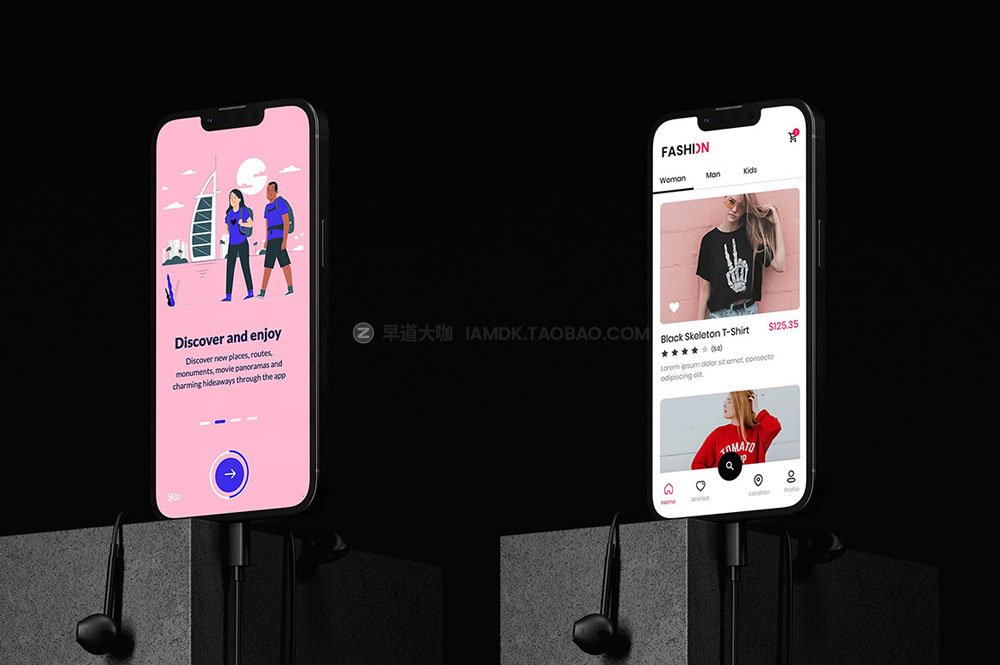 高级质感混凝土背景苹果iPhone 14 Pro屏幕演示贴图样机模板素材 Smartphone On Concrete Showcase Black Scene Mockup_img_2