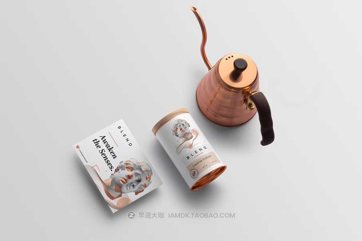 10款高级咖啡品牌VI设计包装桶名片展示贴图PSD样机模板 Blend - Coffeehouse Branding Mockup Vol. 3_img_2