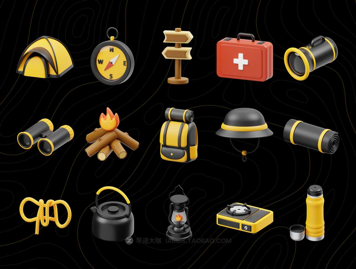 15款优质野外露营旅行工具3D图标Icons设计素材合集 Camping 3D Icon_img_2