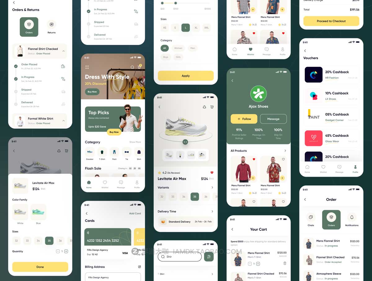 90+屏时尚电子商务在线购物商城软件APP界面设计Figma模板素材 Filllo E-commerce App UI Kit_img_2