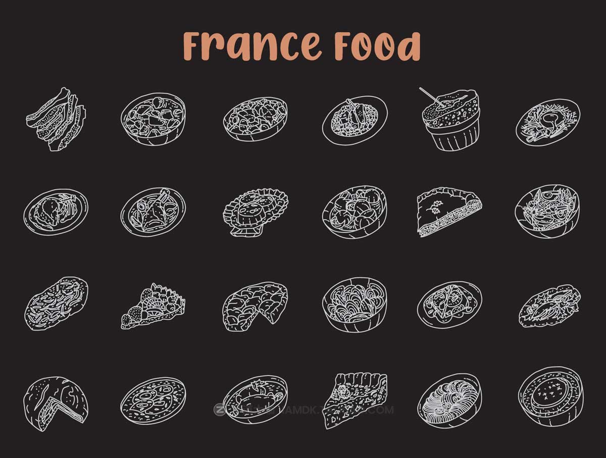 220个简约食物美食手绘线稿AI矢量设计素材包 Food Illustration - Hand Drawn Icons_img_2