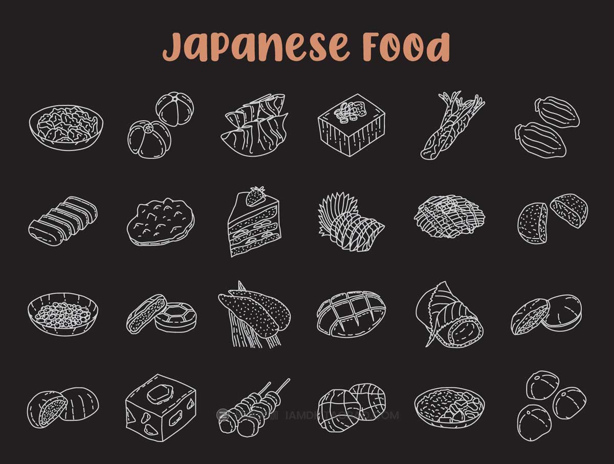 220个简约食物美食手绘线稿AI矢量设计素材包 Food Illustration - Hand Drawn Icons_img_2