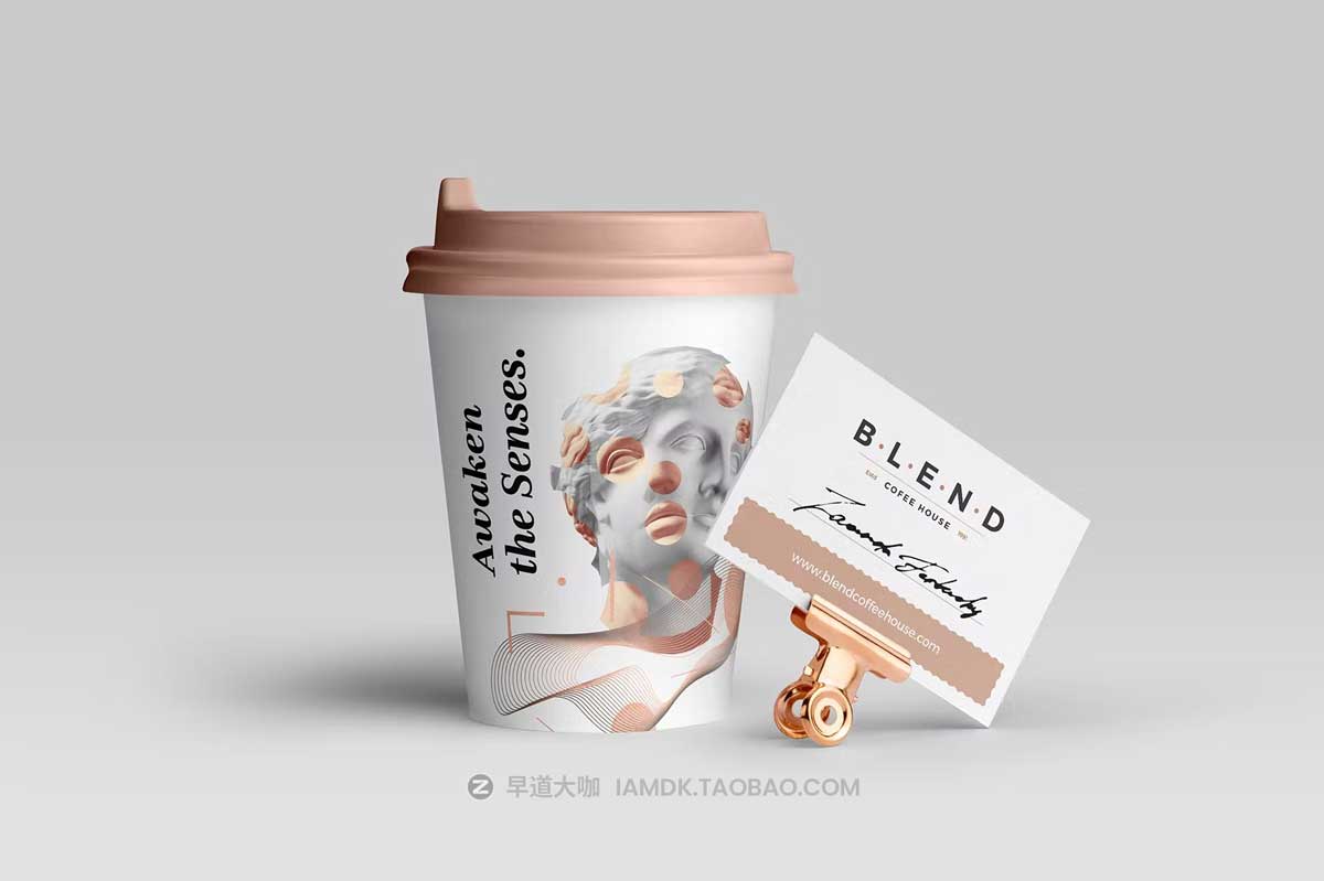 11款时尚咖啡品牌VI推广包装袋纸杯名片展示贴图PSD样机模板 Blend - Coffeehouse Branding Mockup Vol. 2_img_2