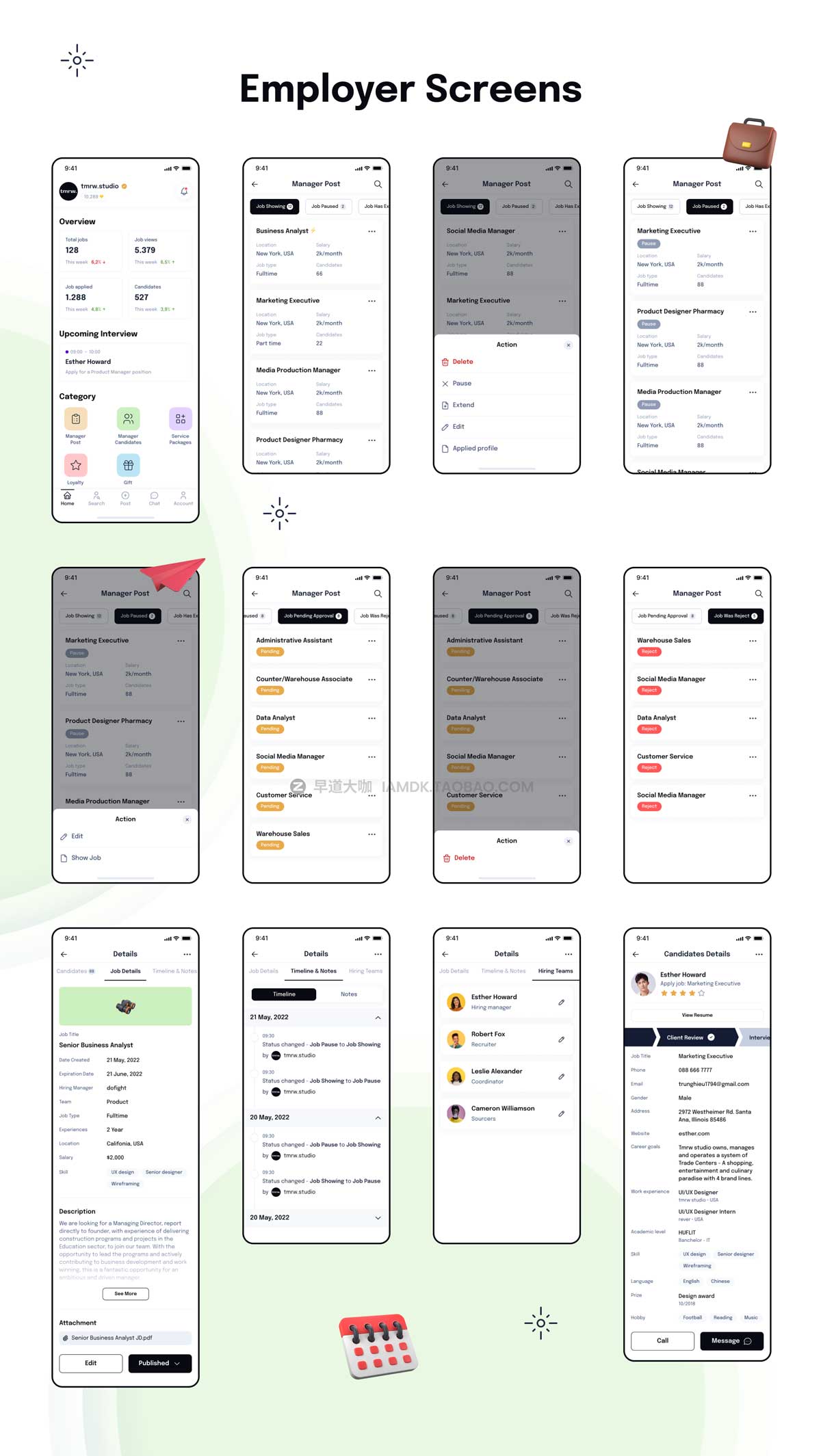 150+屏现代简约人力资源招聘求职APP软件界面设计Figma模板素材 Jobby - Job Finder App UI Kit_img_2