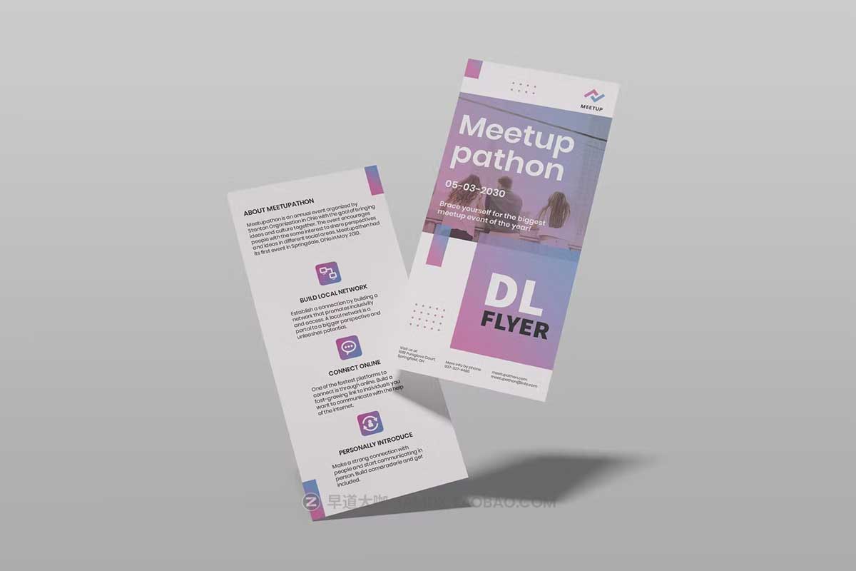 10款时尚D L宣传单页设计PS智能贴图样机模板素材 DL Flyer Mockup_img_2