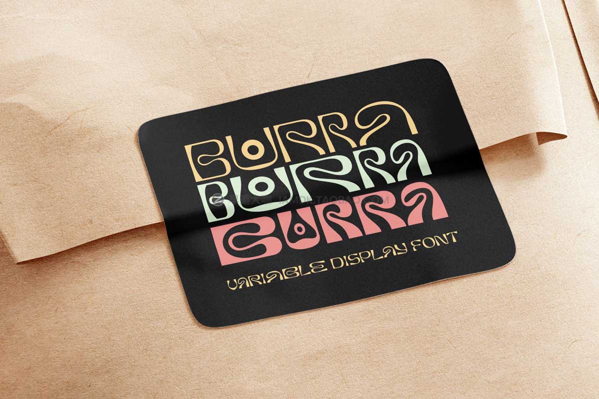 复古迷幻波浪扭曲酸性画册书籍标题Logo设计英文字体安装包 Burra - Psychedelic font_img_2