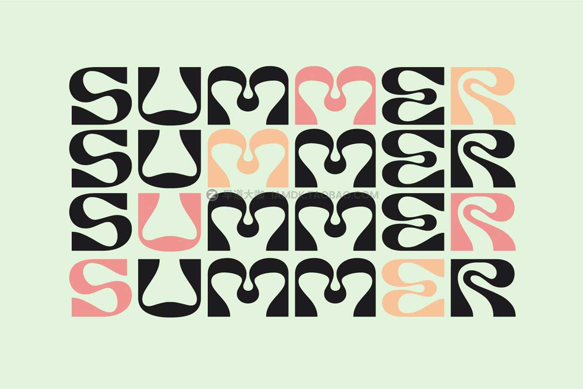 复古迷幻波浪扭曲酸性画册书籍标题Logo设计英文字体安装包 Burra - Psychedelic font_img_2