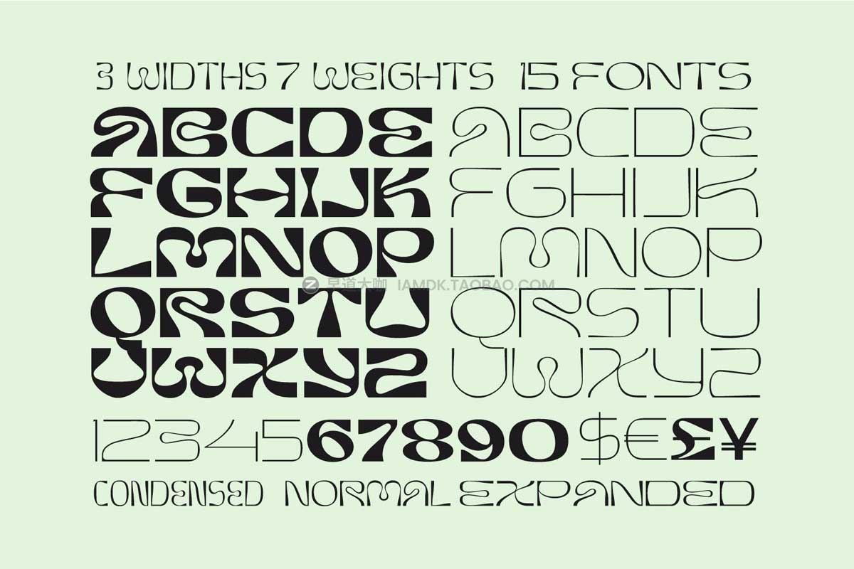 复古迷幻波浪扭曲酸性画册书籍标题Logo设计英文字体安装包 Burra - Psychedelic font_img_2