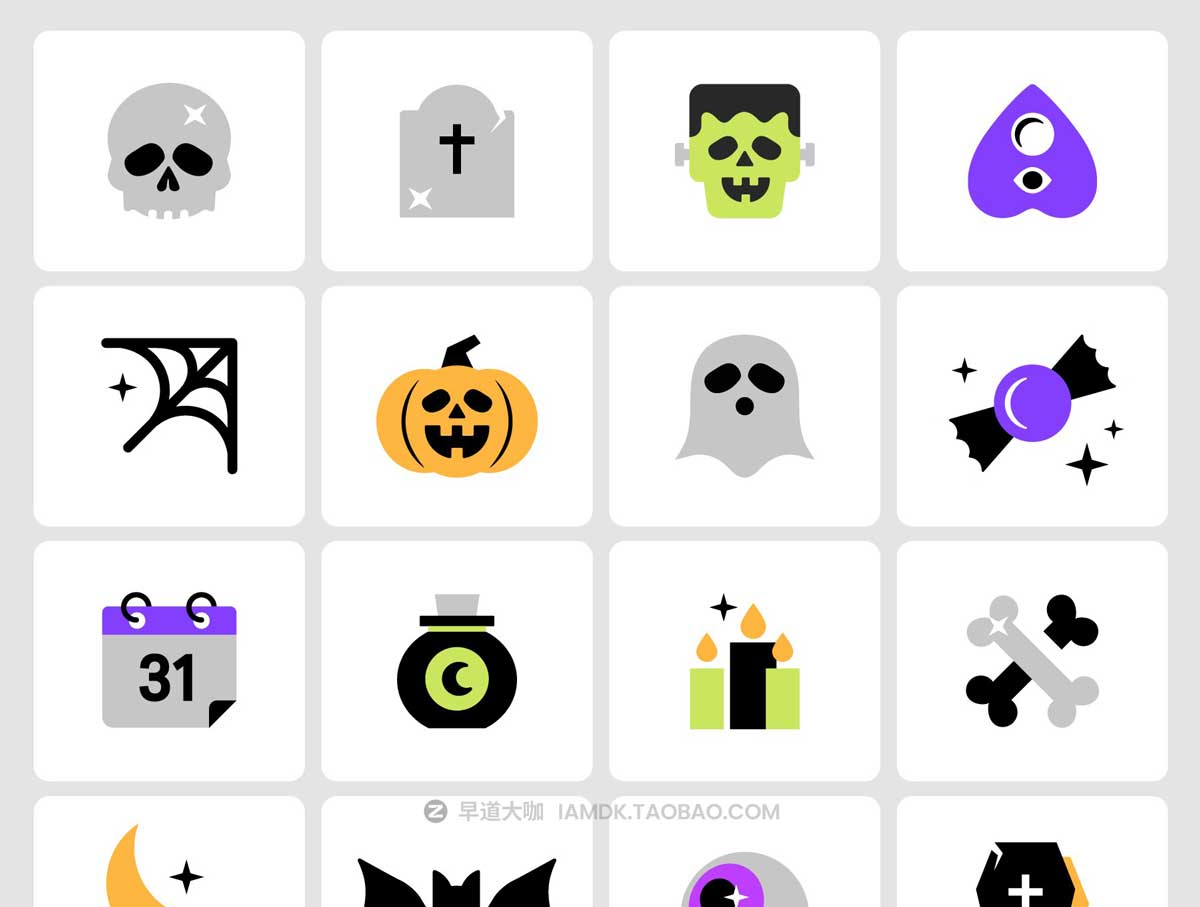 20款现代多彩万圣节AI矢量图标Icons设计素材合集 Halloween Color Icon Pack_img_2