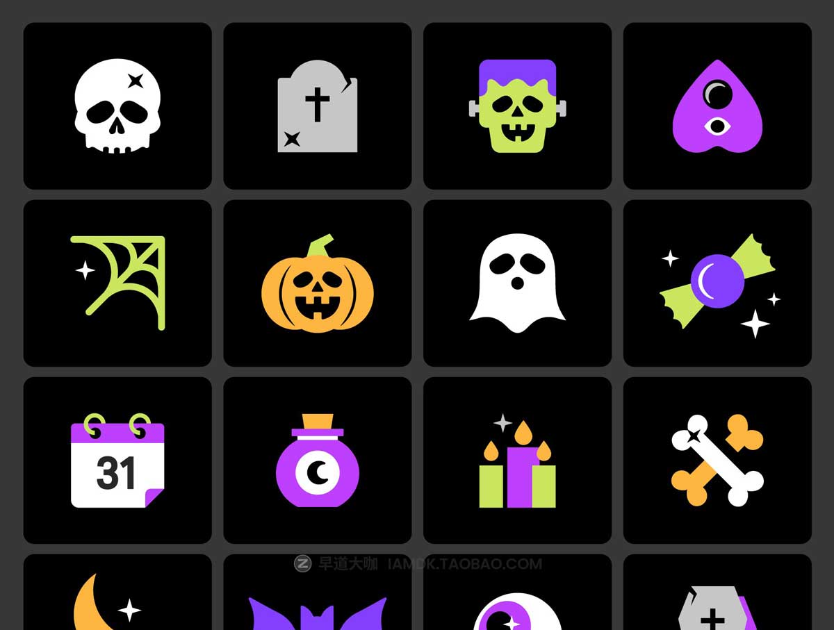 20款现代多彩万圣节AI矢量图标Icons设计素材合集 Halloween Color Icon Pack_img_2