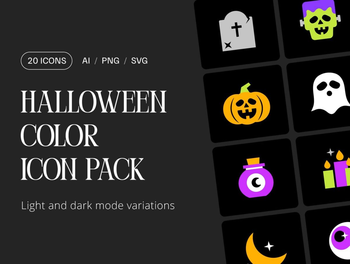 20款现代多彩万圣节AI矢量图标Icons设计素材合集 Halloween Color Icon Pack_img_3