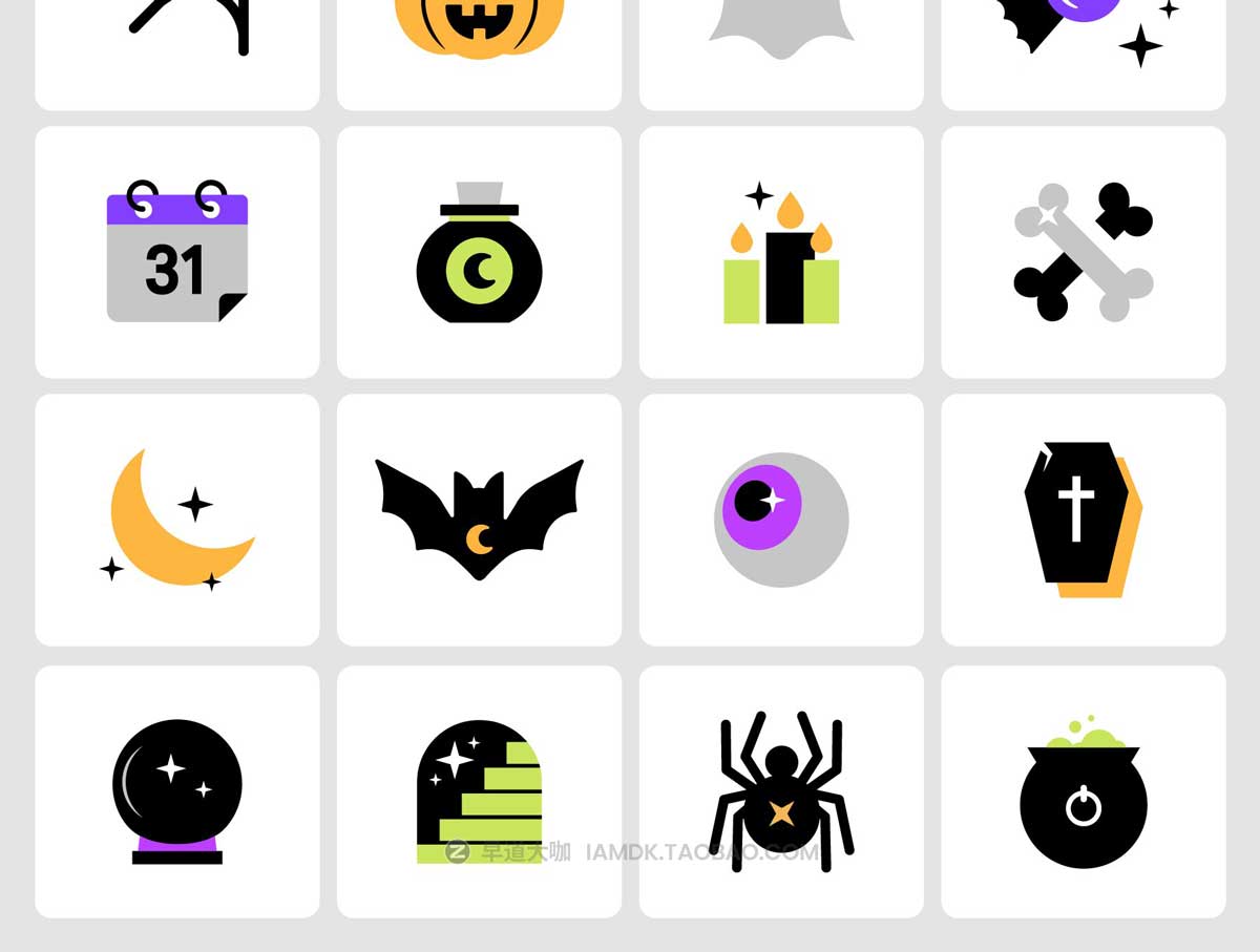 20款现代多彩万圣节AI矢量图标Icons设计素材合集 Halloween Color Icon Pack_img_2