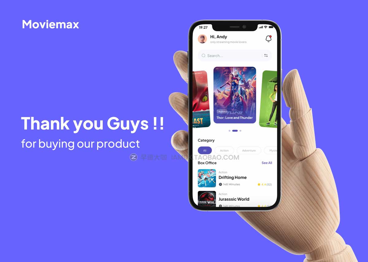 40+屏简约电影视频软件APP界面设计Figma模板素材 Moviemax - Movie Apps UI Kits_img_2