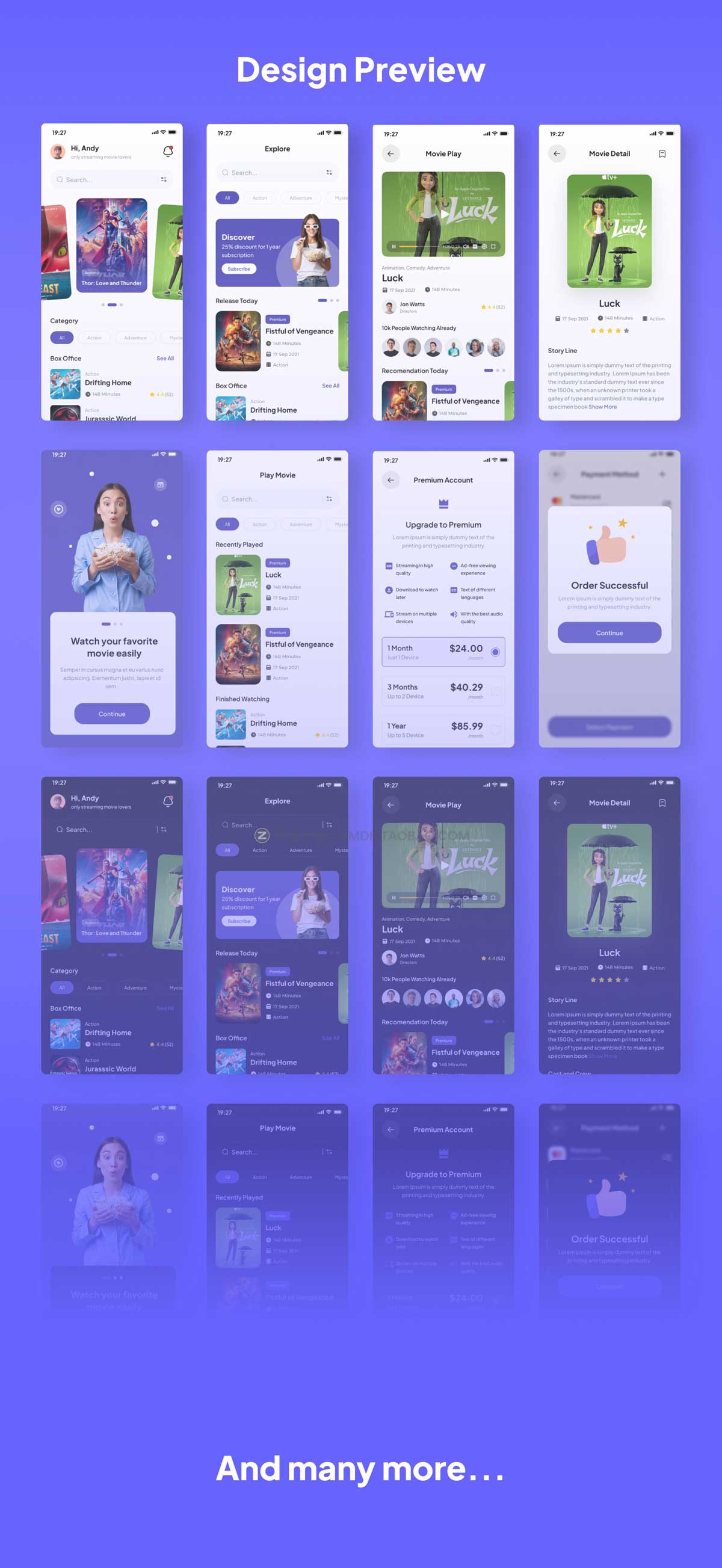 40+屏简约电影视频软件APP界面设计Figma模板素材 Moviemax - Movie Apps UI Kits_img_2