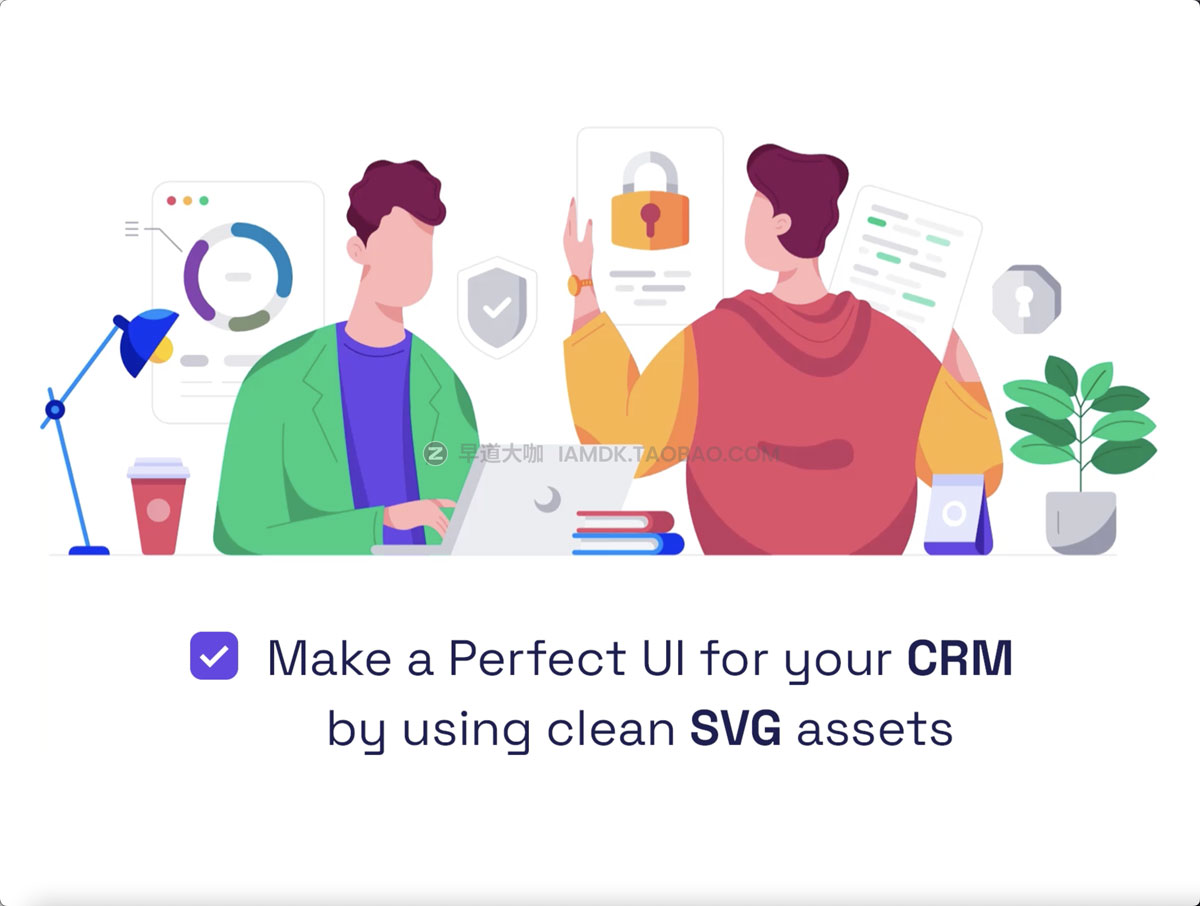 33个现代时尚CRM服务团队合作办公AI矢量手绘插图设计素材包 CRM & Office SVG package_img_2