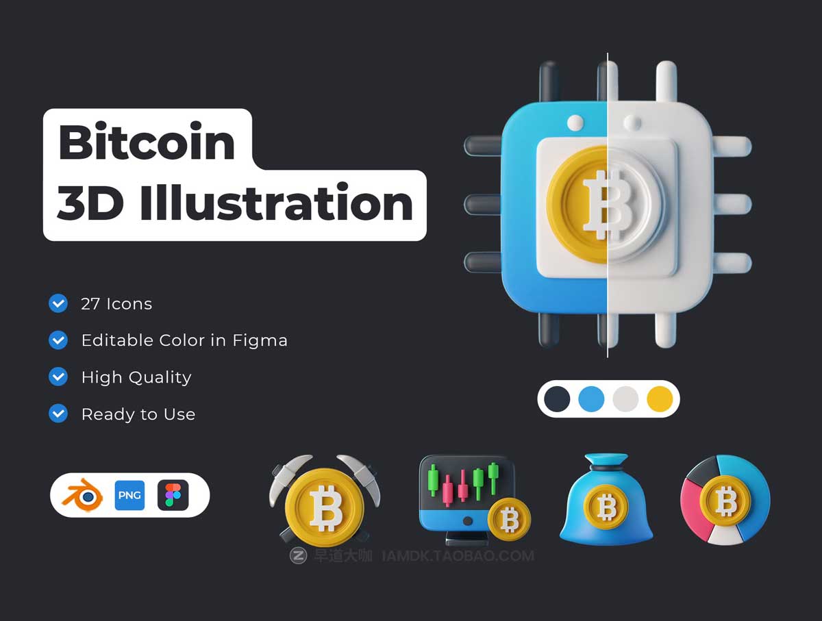 27款高级虚拟货币金融比特币3D立体图标Icons设计素材包 Bitcoin 3D Icons_img_2