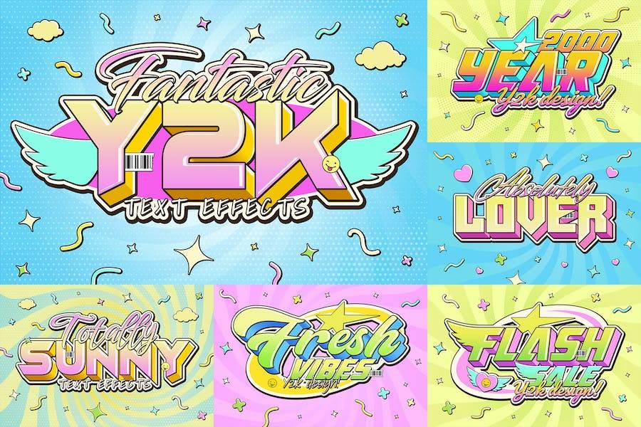 6款复古3D立体Y2K风怀旧海报封面标题品牌Logo设计 Y2k Text Effects_img_3