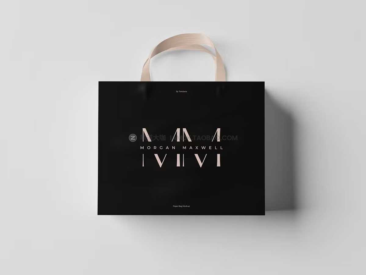 6款简约商城购物产品手提纸袋设计PS贴图样机模板 Shopping Bag Mockup_img_2