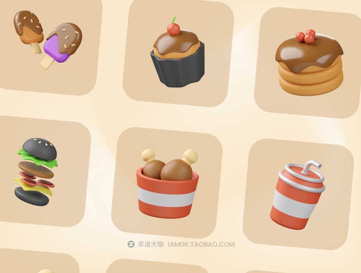 21款3D立体食物食品美食APP界面设计图标Icons设计素材 Food & Drink 3D Illustration_img_2