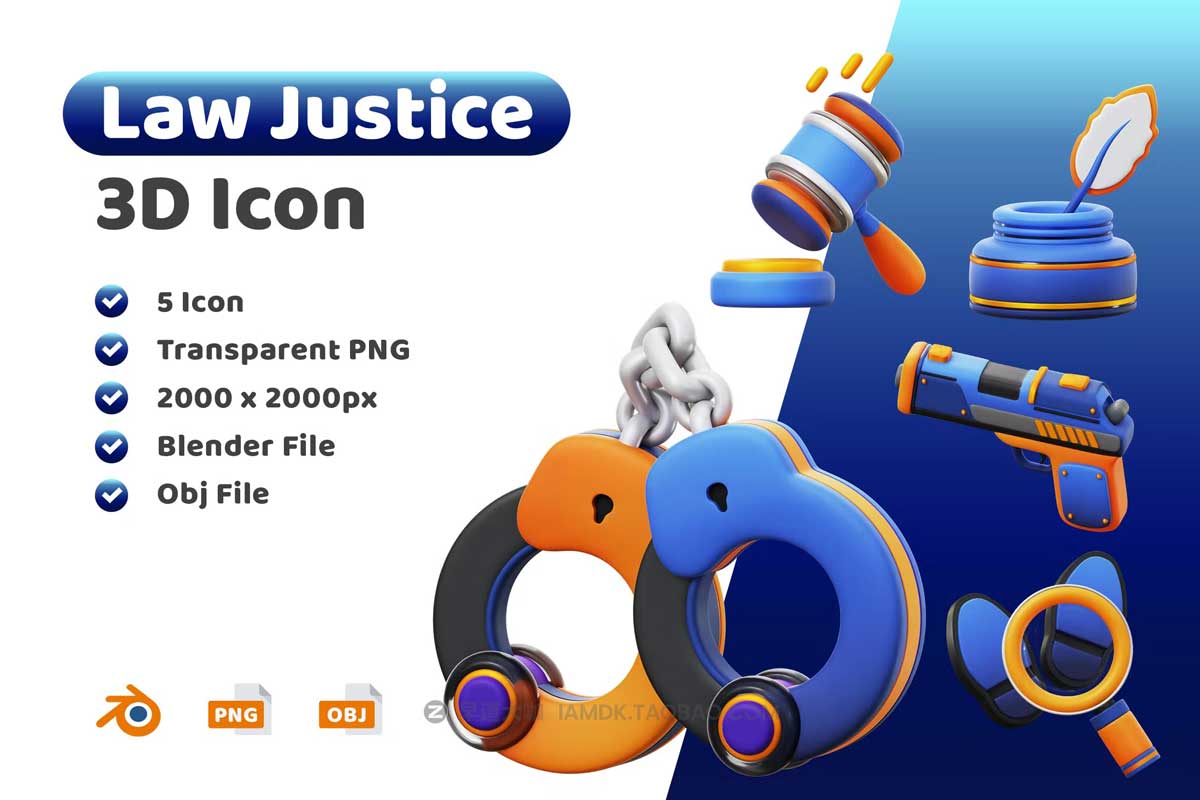 20款3D立体法律法院审判公平正义图标Icons设计素材包 Law Justice 3D Icon_img_2