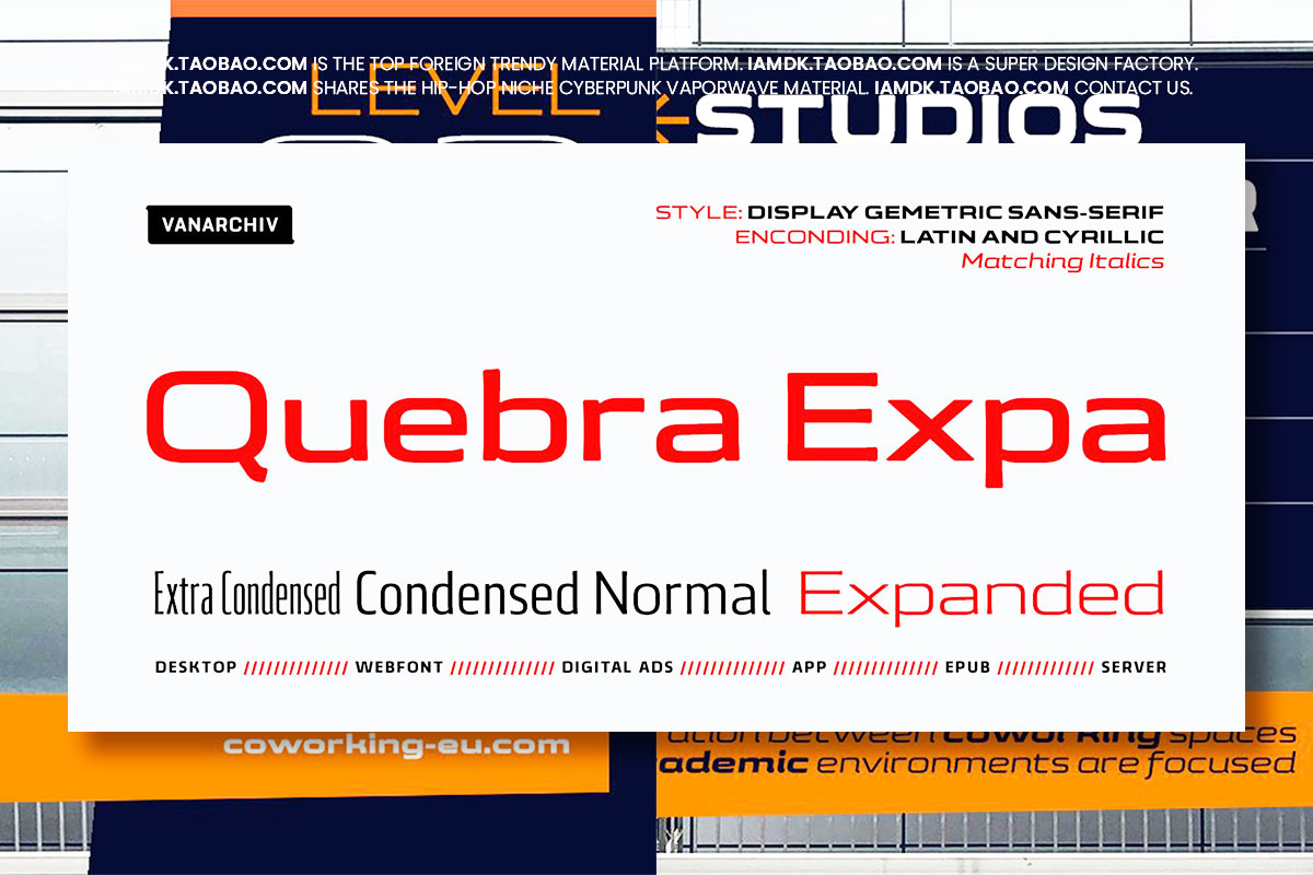 现代时尚几何学海报标题徽标Logo设计无衬线英文字体家族 Quebra Expa Font Family_img_2