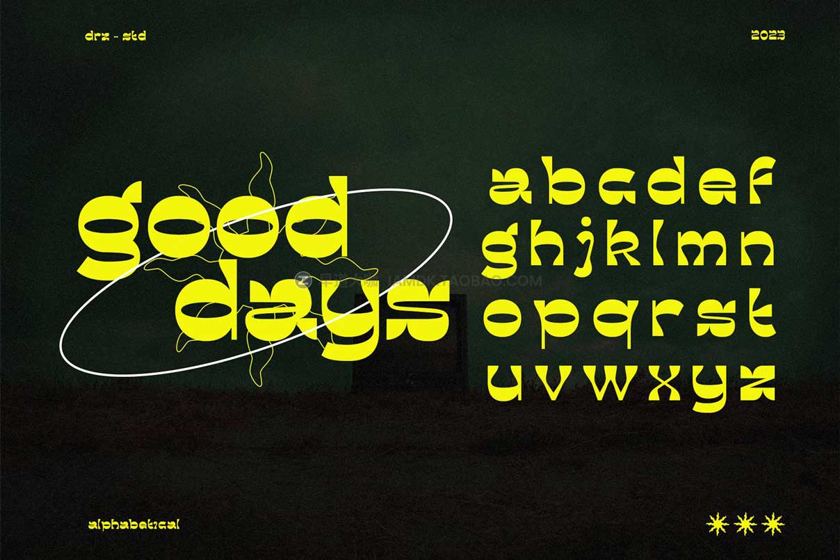 60年代复古迷幻逆反差酸性标题无衬线英文字体设计素材 Finacest - Retro Psychedelic Font_img_2