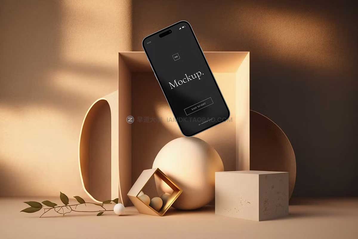 时尚APP用户界面设计苹果手机iPhone 14 Pro Max屏幕演示样机模板 iPhone 14 Pro Elegant Mockups_img_2