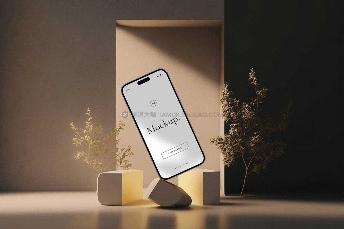 时尚APP用户界面设计苹果手机iPhone 14 Pro Max屏幕演示样机模板 iPhone 14 Pro Elegant Mockups_img_2