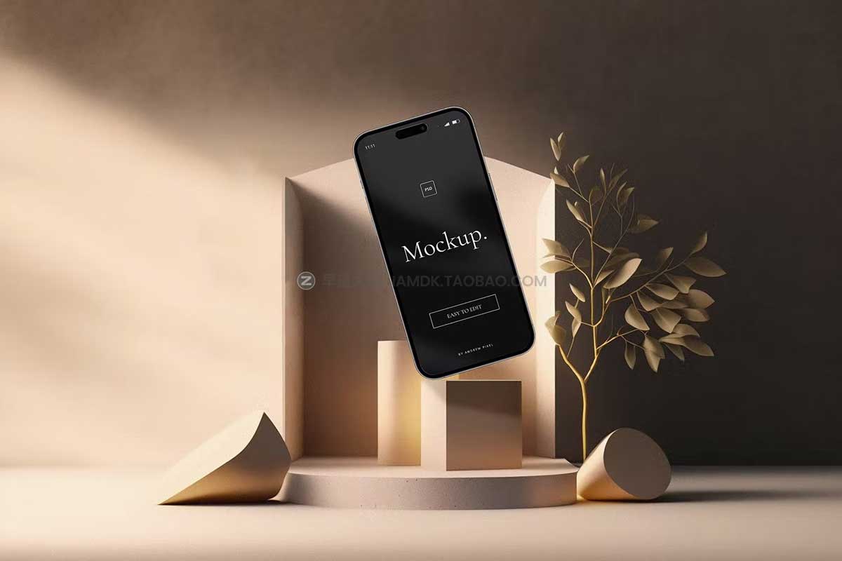 时尚APP用户界面设计苹果手机iPhone 14 Pro Max屏幕演示样机模板 iPhone 14 Pro Elegant Mockups_img_2