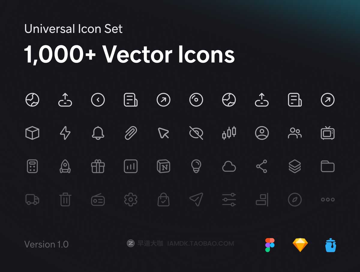 1000+专业网站APP用户界面设计图标Icons设计矢量素材包 Universal Icon Set | 1,000+ Icons_img_2