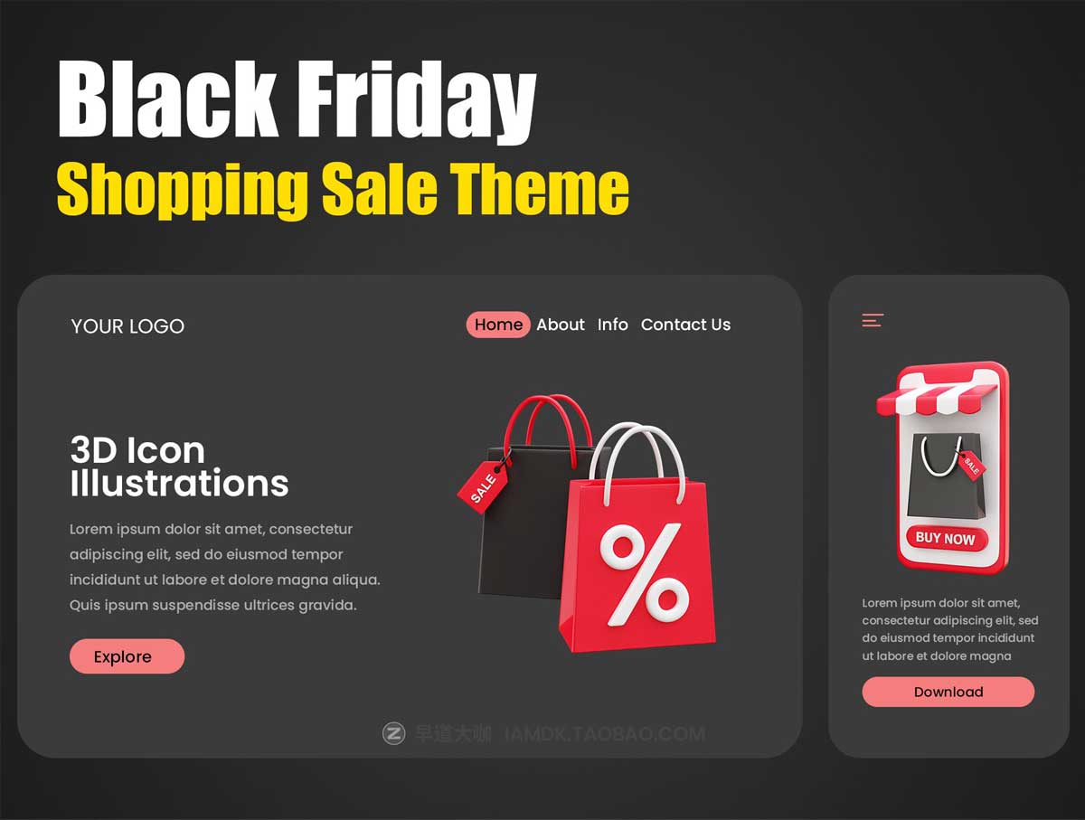 35款黑色星期五电商营销促销插图3D图标Icons设计素材合集 Black Friday 3D Icon Illustrations_img_2