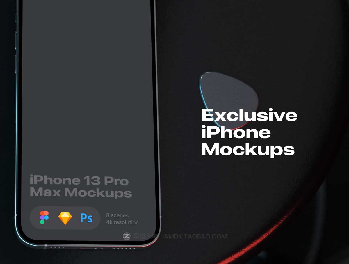 8款时尚APP界面设计苹果手机iPhone 13 Pro Max屏幕演示样机PSD模板素材 8 Custom mockups_img_2