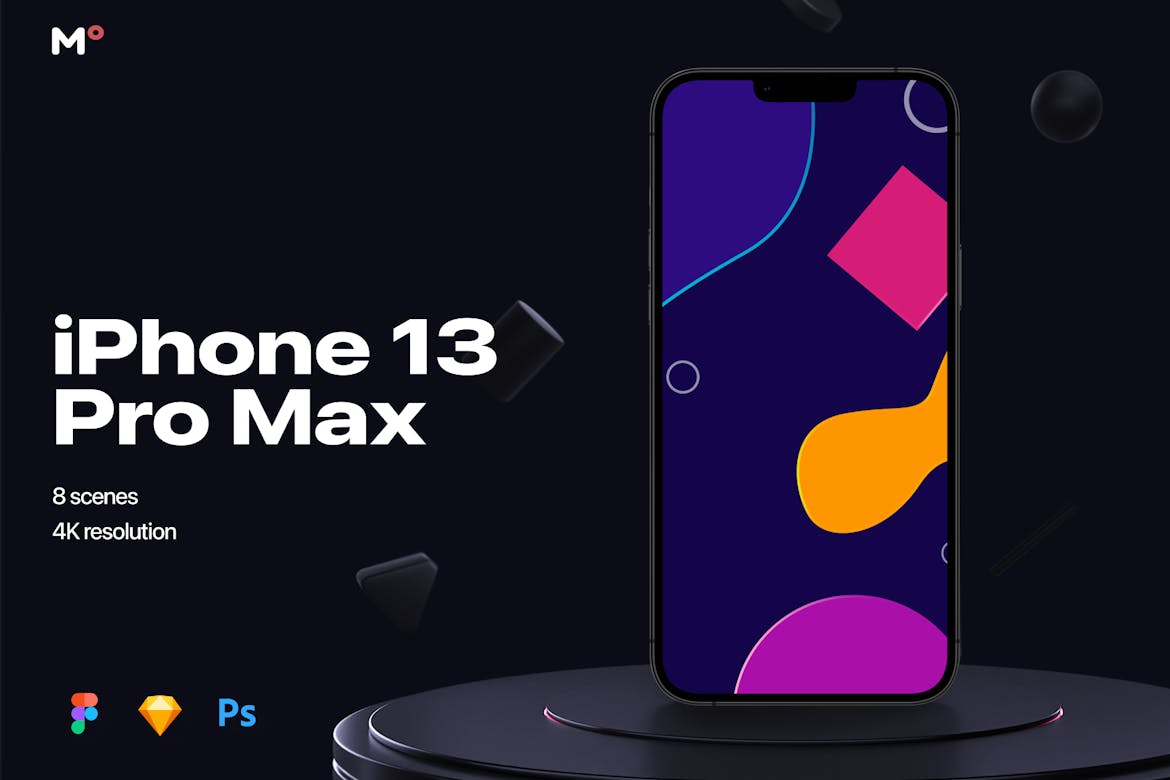 8款时尚APP界面设计苹果手机iPhone 13 Pro Max屏幕演示样机PSD模板素材 8 Custom mockups_img_2