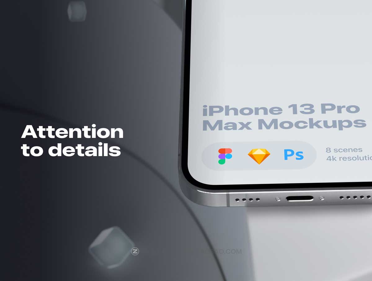 8款时尚APP界面设计苹果手机iPhone 13 Pro Max屏幕演示样机PSD模板素材 8 Custom mockups_img_2